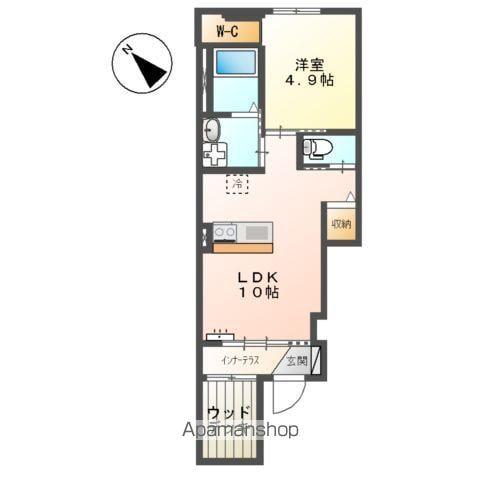 エンターレ妻鳥(1LDK/1階)の間取り写真