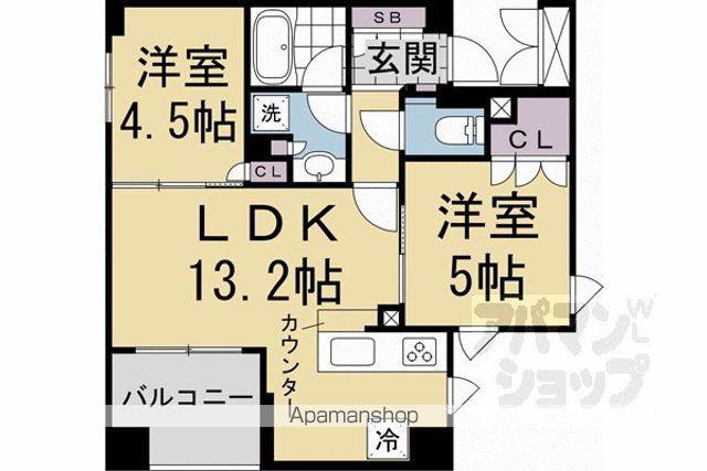 レジデンスザ京都東山大和大路(2LDK/5階)の間取り写真