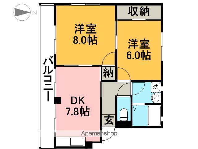 大津マンションⅡ(2DK/2階)の間取り写真