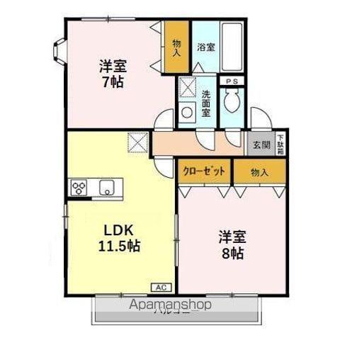 ルミエール I(2LDK/2階)の間取り写真