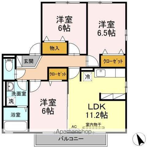 ボヌールK2(3LDK/2階)の間取り写真