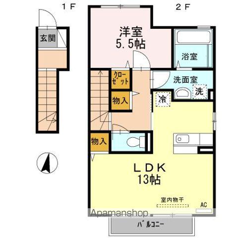 SALZ(1LDK/2階)の間取り写真