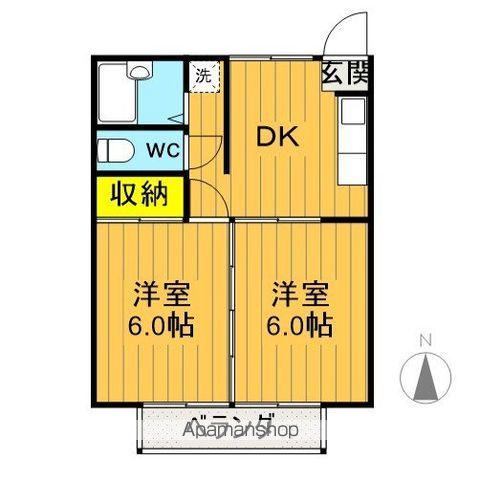 コーポ舘(2DK/2階)の間取り写真