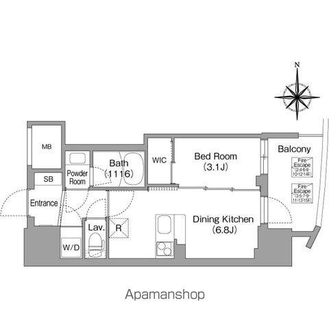 コンフォリア・リヴ大阪本町(1DK/7階)の間取り写真