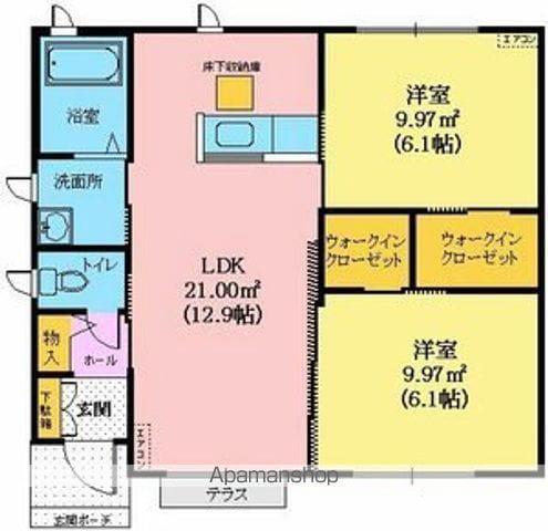 東北本線 桑折駅 徒歩15分 1階建 築14年(2LDK)の間取り写真