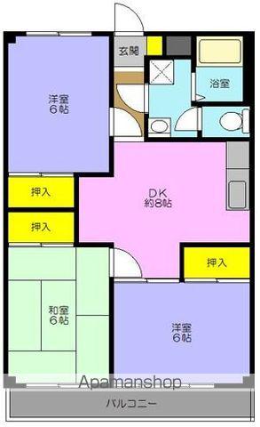ウイングヴィレッジ(3DK/2階)の間取り写真