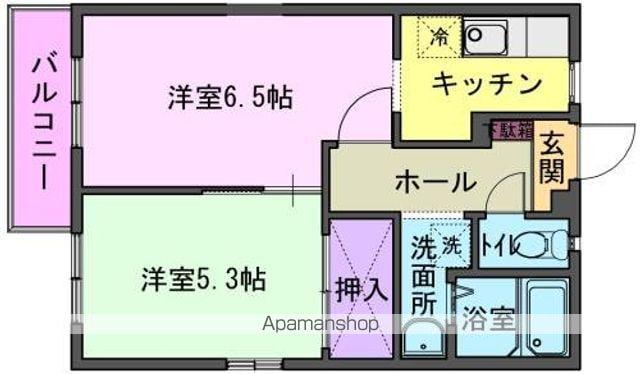 シティハイツ北上2B(2K/2階)の間取り写真