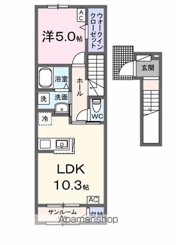 MALEN(1LDK/2階)の間取り写真