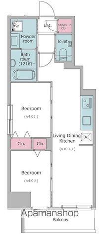 ドゥーエ入谷1(2LDK/8階)の間取り写真