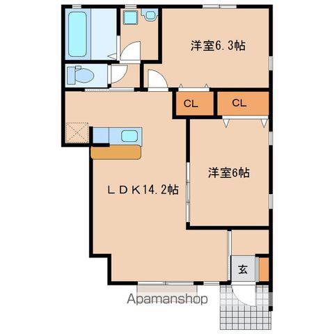 アルドールⅡ(2LDK/1階)の間取り写真