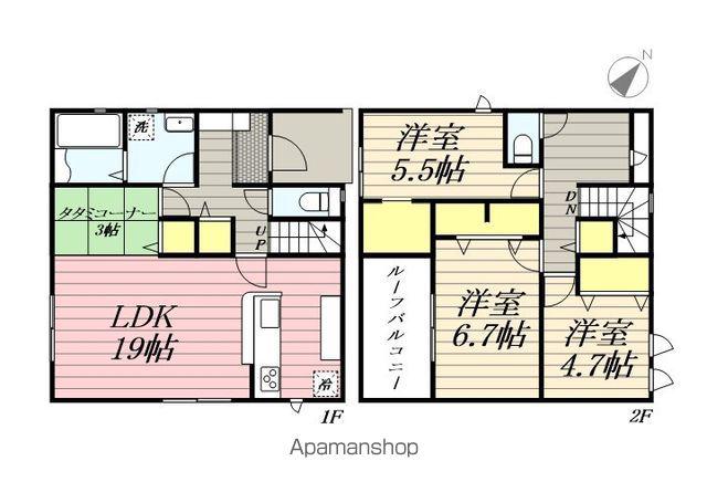 三岐鉄道北勢線 麻生田駅 徒歩18分 2階建 築3年(3SLDK)の間取り写真