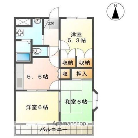 プライムガーデン2(3K/2階)の間取り写真
