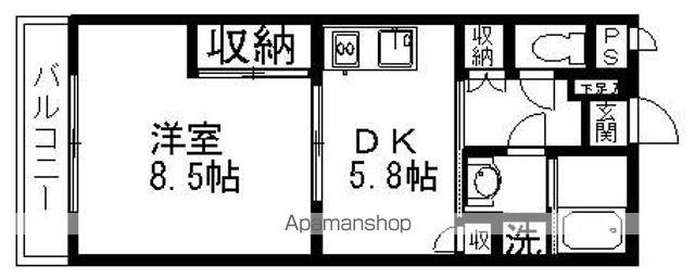 MS.HILLS千里丘ノース(1DK/4階)の間取り写真