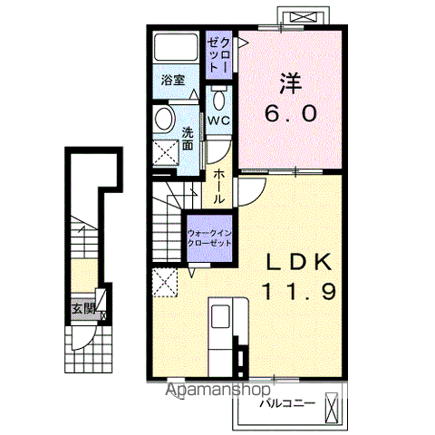 メゾン サニー ジェルメⅡ(1LDK/2階)の間取り写真