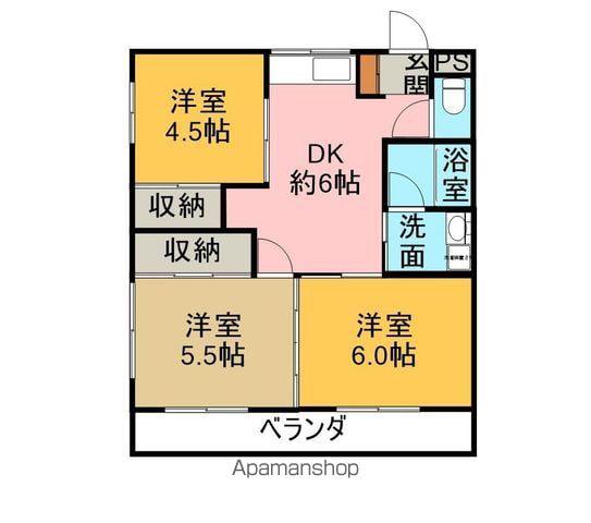 マンションチェリー(3DK/2階)の間取り写真