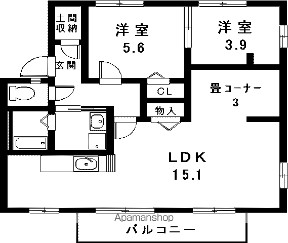 サンモール喜惣治(2SLDK/1階)の間取り写真