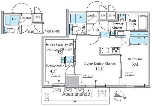 パークアクシス板橋本町ステーションゲート(2LDK/9階)の間取り写真
