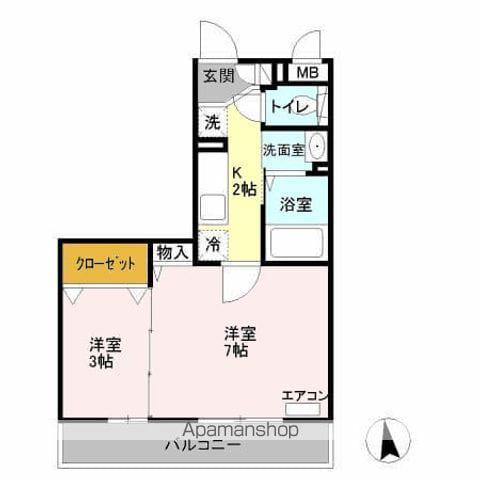 ラ メゾン ドュ ブラン(2K/2階)の間取り写真