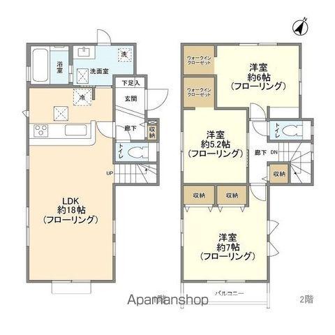 総武本線 四街道駅 徒歩25分 2階建 築4年(3LDK)の間取り写真