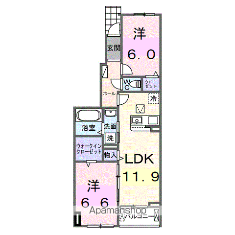  シエル白岡 Ⅰ(2LDK/1階)の間取り写真