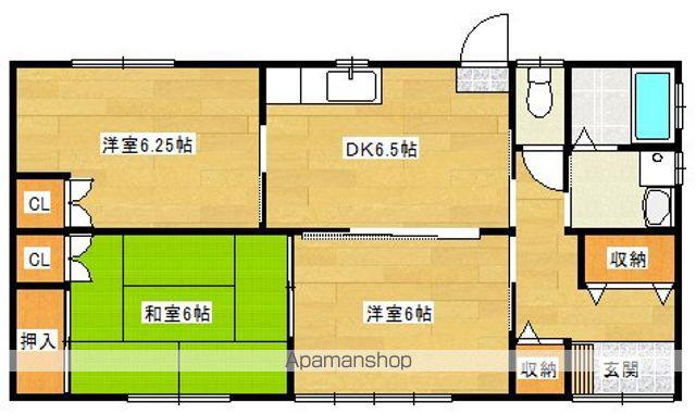 宮崎県都城市 1階建 築19年(3DK)の間取り写真