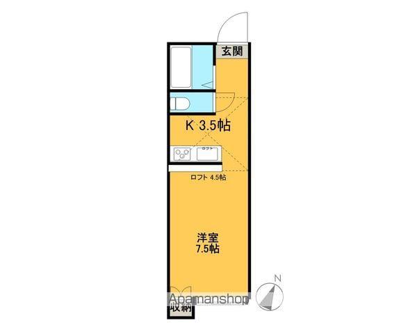 アパートメントエコルセB(ワンルーム/2階)の間取り写真