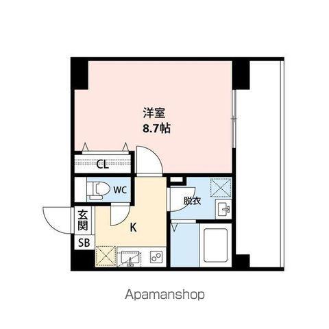 CUES東万代(1K/5階)の間取り写真