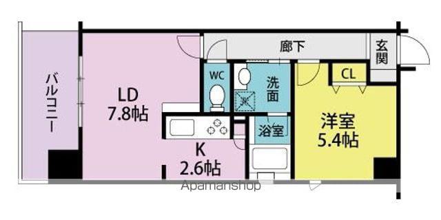 ピネータテラス武庫之荘(1LDK/4階)の間取り写真