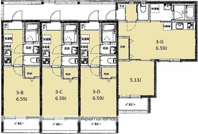 エマーソンパーク(1DK/3階)の間取り写真