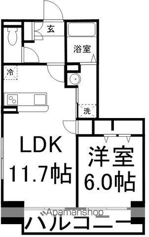 リラ二十人町(1LDK/8階)の間取り写真