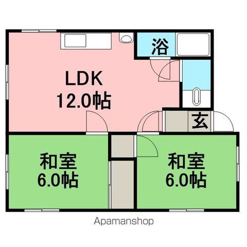 野呂田アパート513(2LDK/2階)の間取り写真
