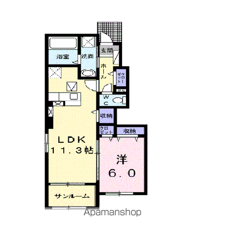 アニバーサリー(1LDK/1階)の間取り写真