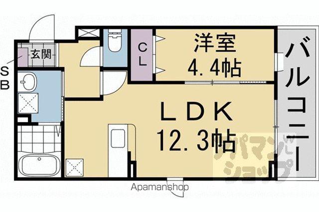エアリーガーデン(1LDK/2階)の間取り写真