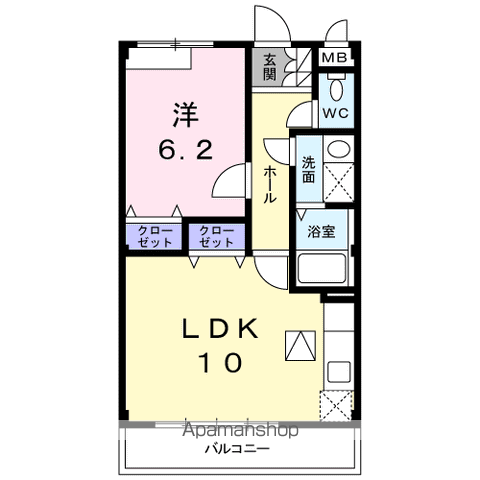 アンシャンテ(1LDK/1階)の間取り写真