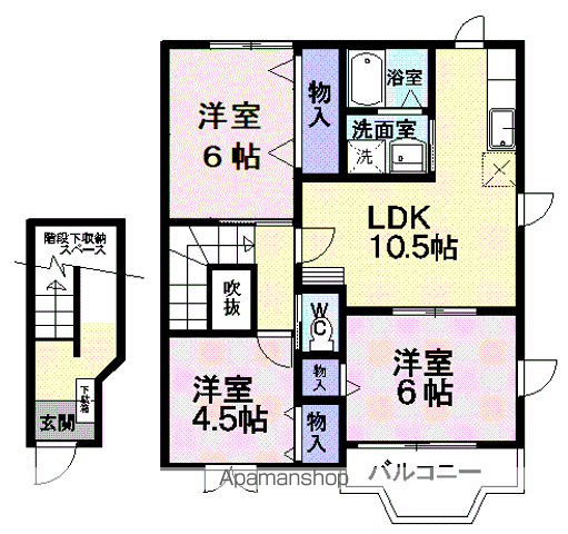 シュガーヒルズA(3LDK/2階)の間取り写真