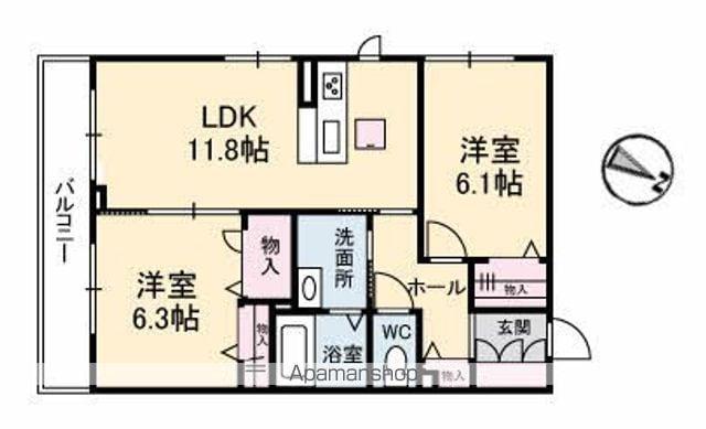 GRANTAGE下関Ⅲ(2LDK/3階)の間取り写真