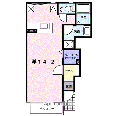 ラフィーネS(1K/1階)の間取り写真