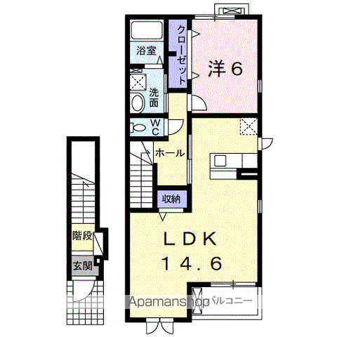 コルテーゼ Ⅲ(1LDK/2階)の間取り写真