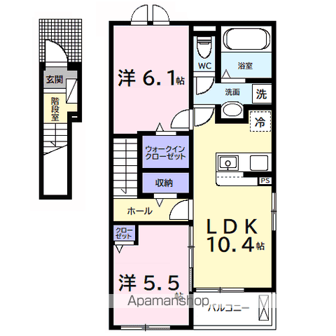 今津朝山アパートⅡ(2LDK/2階)の間取り写真