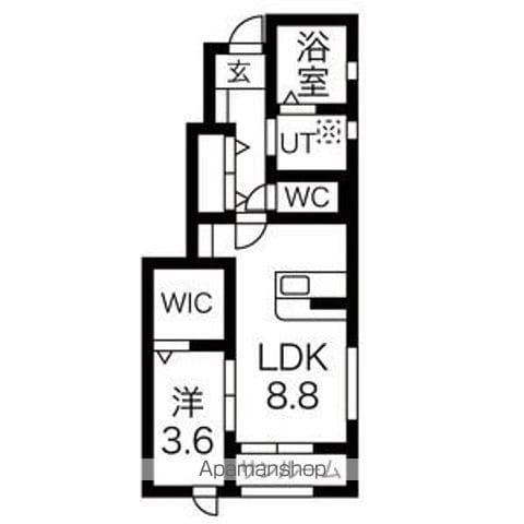 ピュールA棟(1LDK/1階)の間取り写真