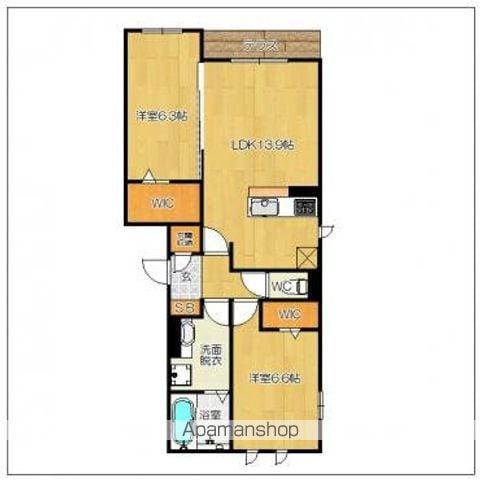 キャメーロ高宮(2LDK/1階)の間取り写真