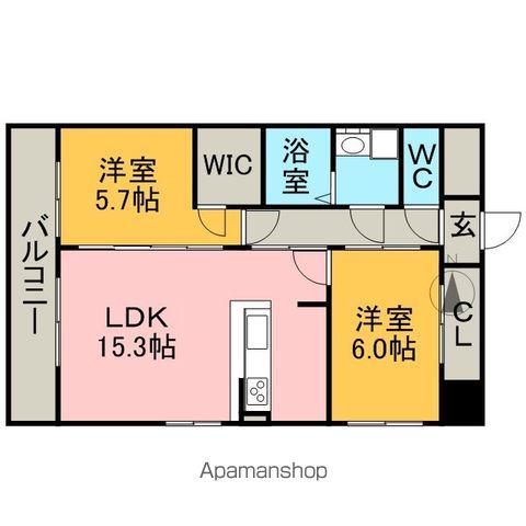 GRANDUKE丸田町(2LDK/13階)の間取り写真