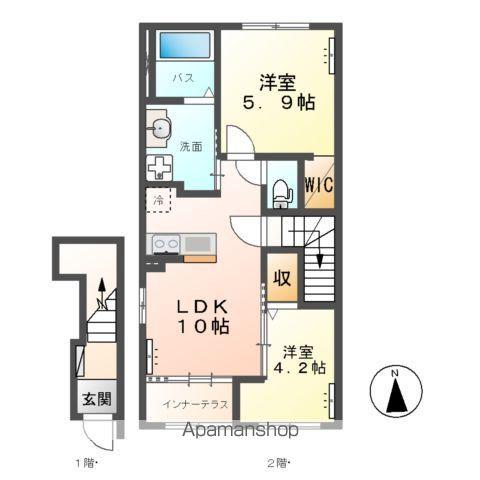 ハレレア(2LDK/2階)の間取り写真