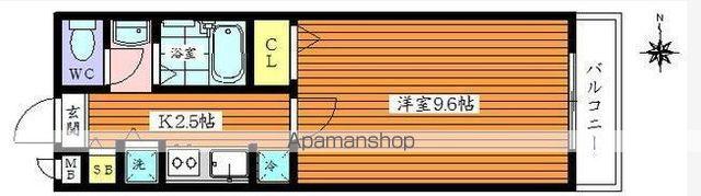カサベルデ光が丘(1K/1階)の間取り写真