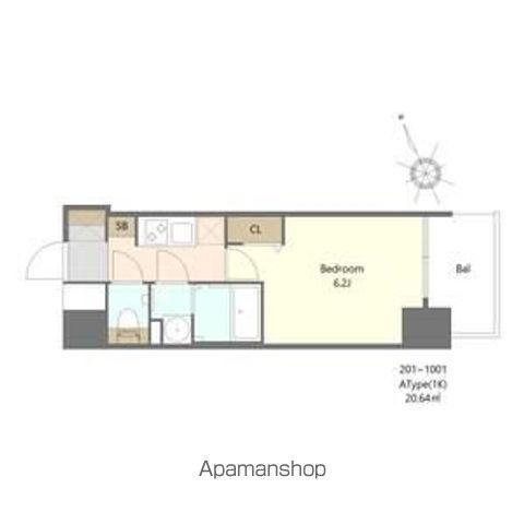 ALIVIS福島海老江(1K/7階)の間取り写真