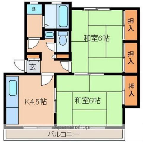 メゾンドハイツ柴宮Ⅱ(2DK/1階)の間取り写真
