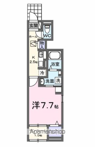 レインボー(1K/1階)の間取り写真