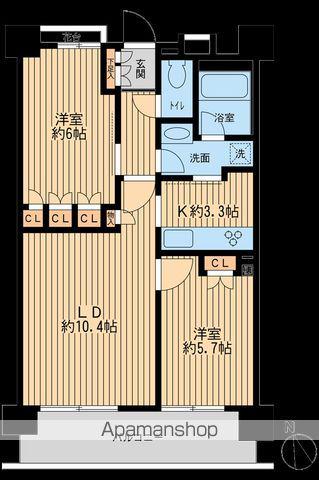 レジデンス八王子明神町(2LDK/12階)の間取り写真