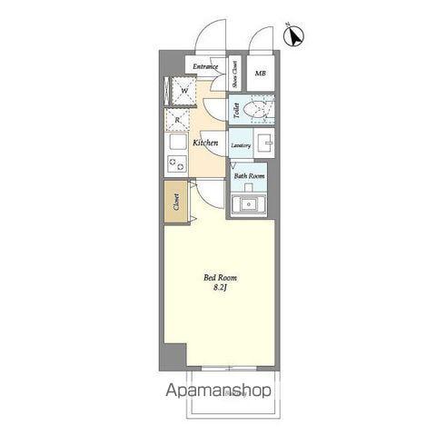 ミリアレジデンス赤坂(1K/4階)の間取り写真