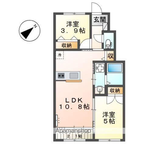 クオリア湘南(2LDK/1階)の間取り写真